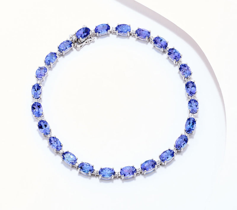 Pure Tanzanite by Jeff Moseley Tanzanite and Diamond Tennis Bracelet, Plat — View 2