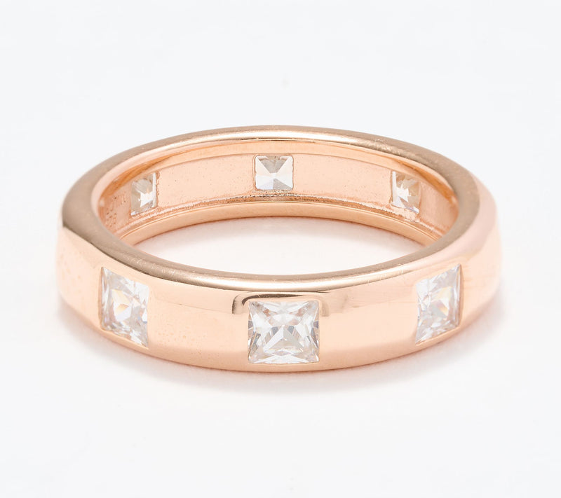 Diamonique Italia Band Ring, Sterling Silver — View 8