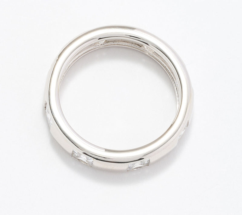 Diamonique Italia Band Ring, Sterling Silver — View 2