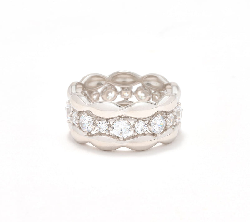 Diamonique Italia Center Stones Ring, Sterling Silver — View 5