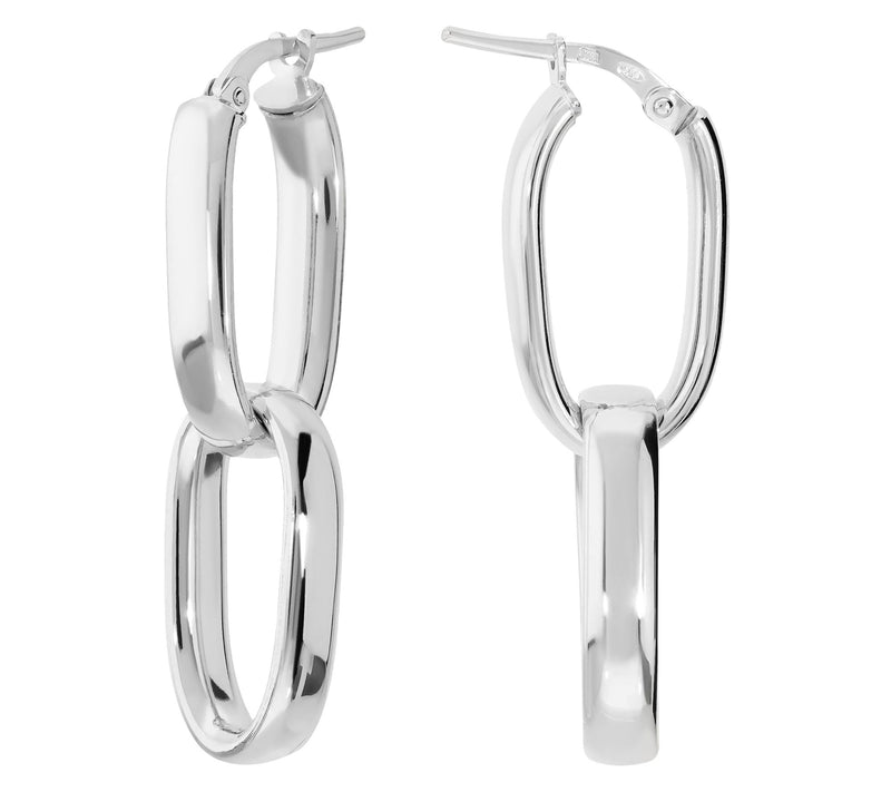 Louis Dell'Olio Sterling Polished Double Oval Dangle Earrings — View 2