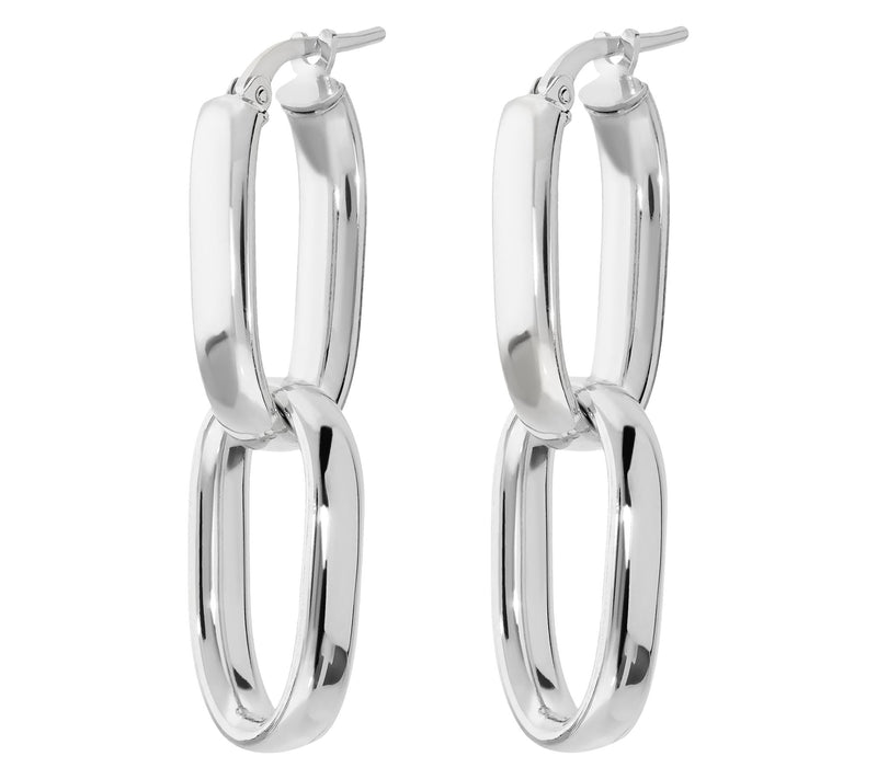 Louis Dell'Olio Sterling Polished Double Oval Dangle Earrings — View 7