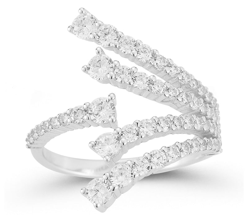 Rachel Zoe Pave Fan Finger Ring, Sterling Silver — View 8