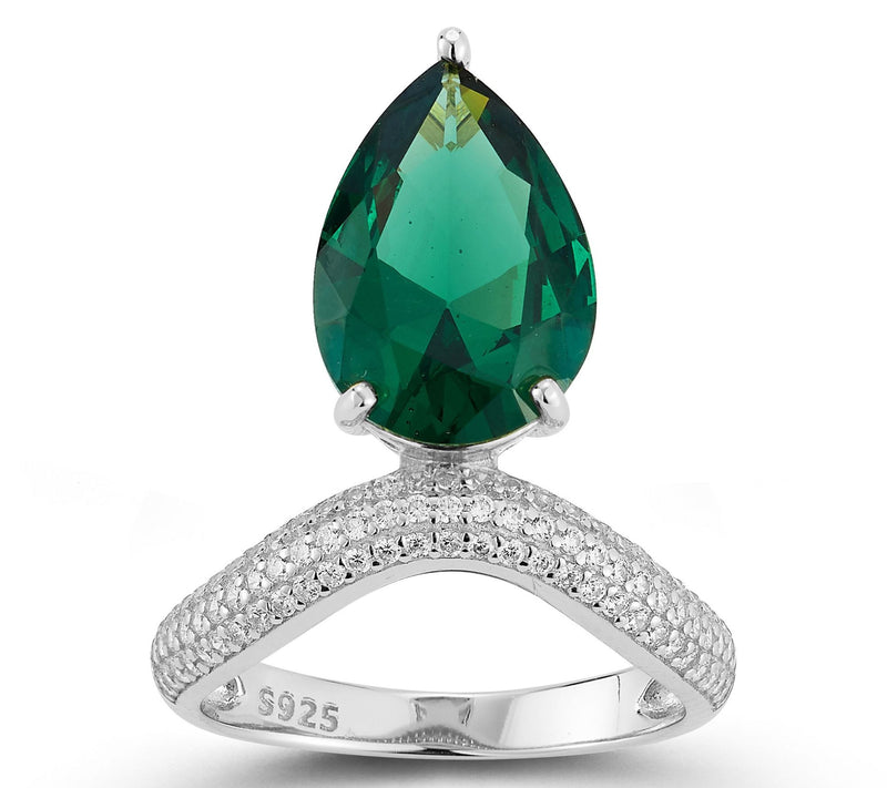 Rachel Zoe Green Pear Statement Ring, Sterling — View 8