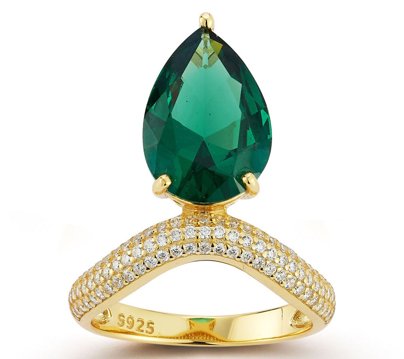 Rachel Zoe Green Pear Statement Ring, Sterling — Main view