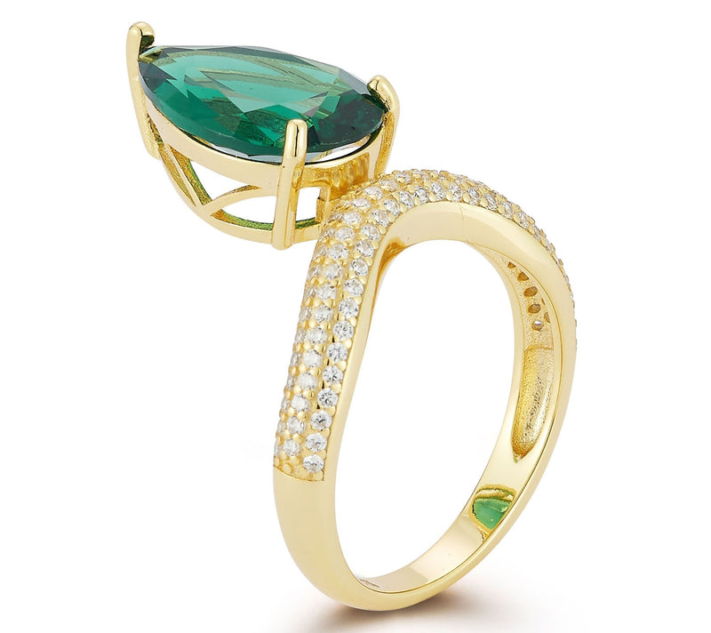 Rachel Zoe Green Pear Statement Ring, Sterling — View 2