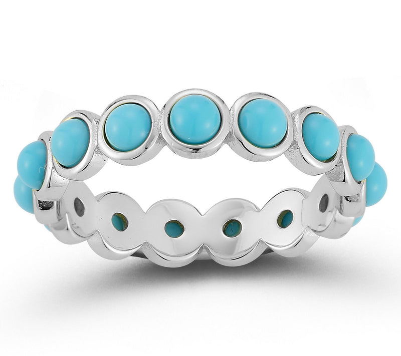 Rachel Zoe Synthetic Turquoise Bubble Band Ring, Sterling — View 8