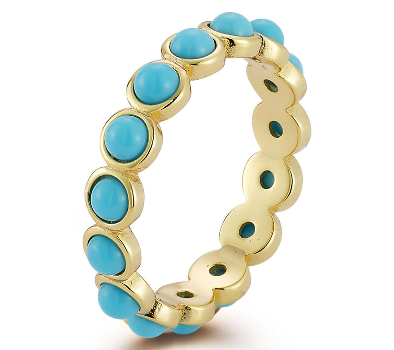 Rachel Zoe Synthetic Turquoise Bubble Band Ring, Sterling — View 2