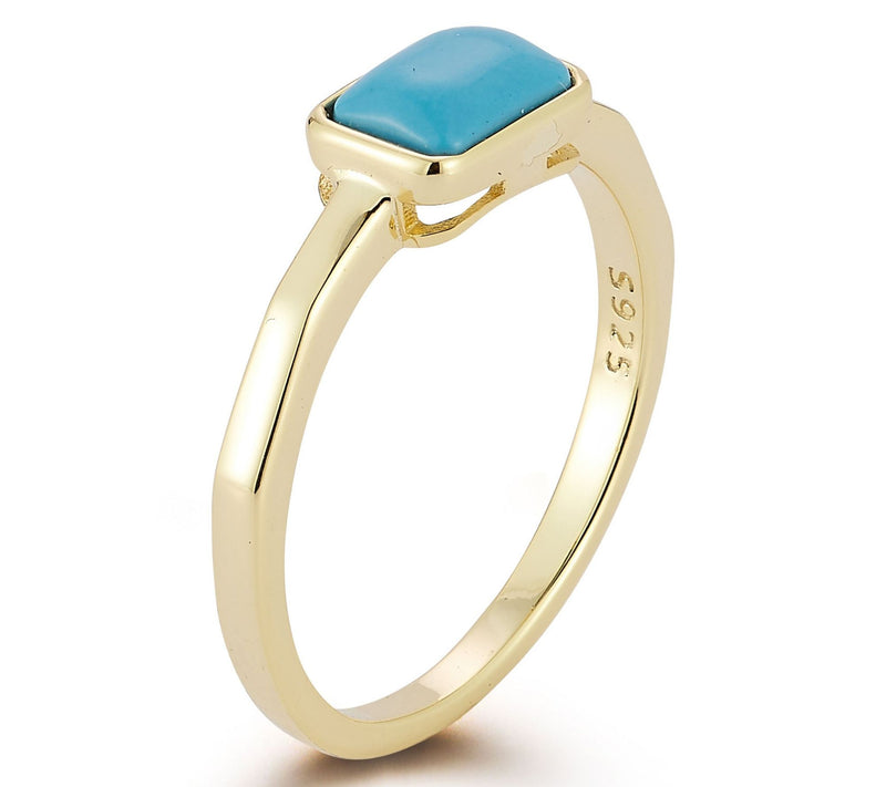 Rachel Zoe Simulated Turquoise Solitaire Ring,Sterling — View 2