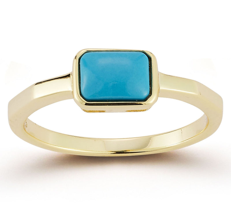 Rachel Zoe Simulated Turquoise Solitaire Ring,Sterling — Main view