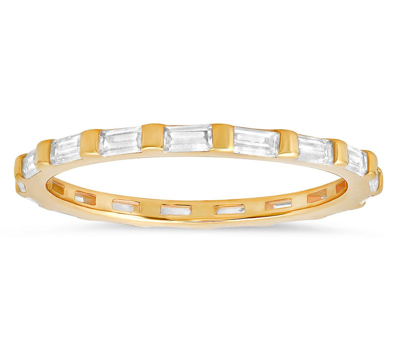 Diamonique Baguette Cut Stackable Eternity Ring, Sterling — View 6