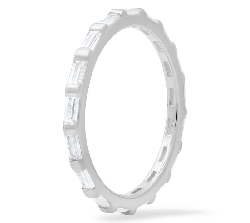 Diamonique Baguette Cut Stackable Eternity Ring, Sterling — View 2