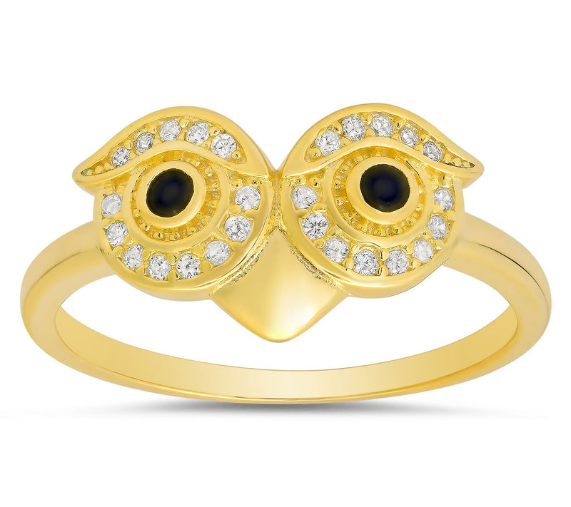 Diamonique Owl Ring, Sterling Silver — View 6