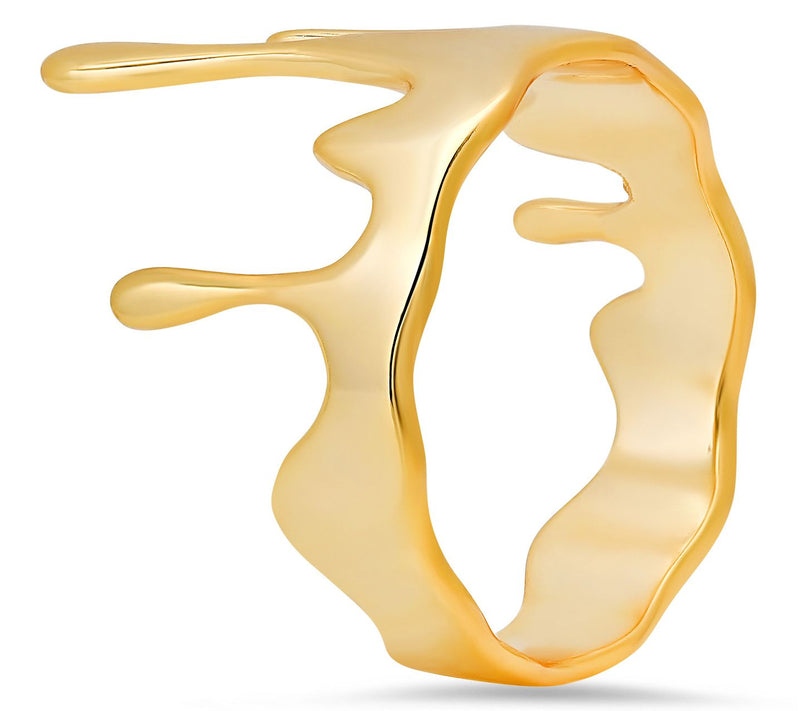Sterling Silver 'Melting Gold' Statement Ring — View 2