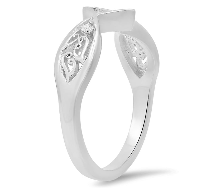 Diamonique Petite Vintage Marquise Cut FiligreeRing, Sterling — View 2
