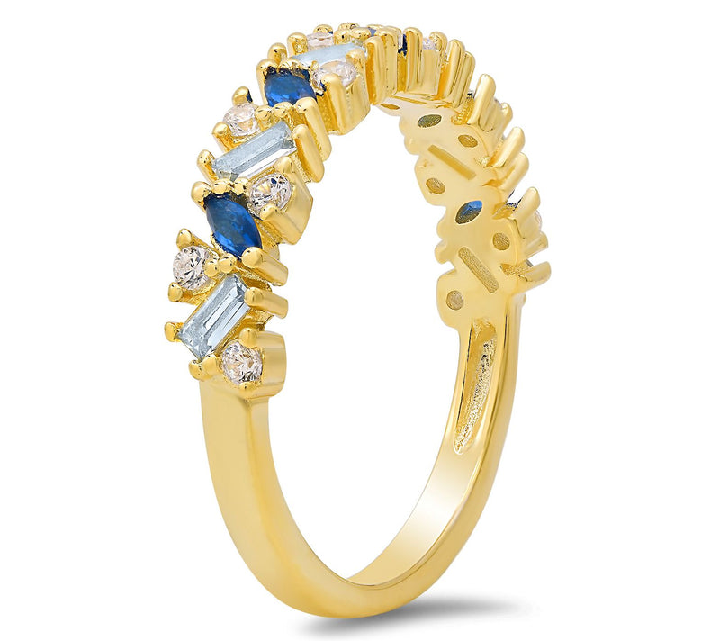 Diamonique Blue Ombre Band Ring, Sterling Silver — View 2