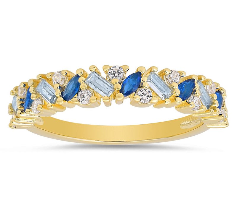 Diamonique Blue Ombre Band Ring, Sterling Silver — Main view