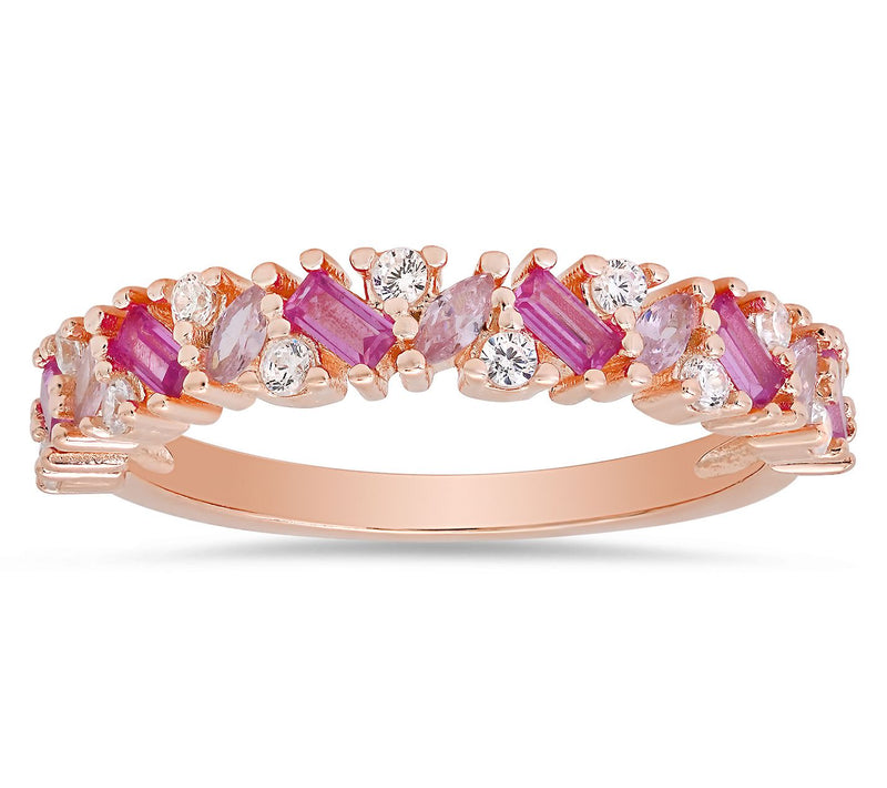 Diamonique Multi-cut Pink Ombre Band Ring, Sterling Silver — View 5
