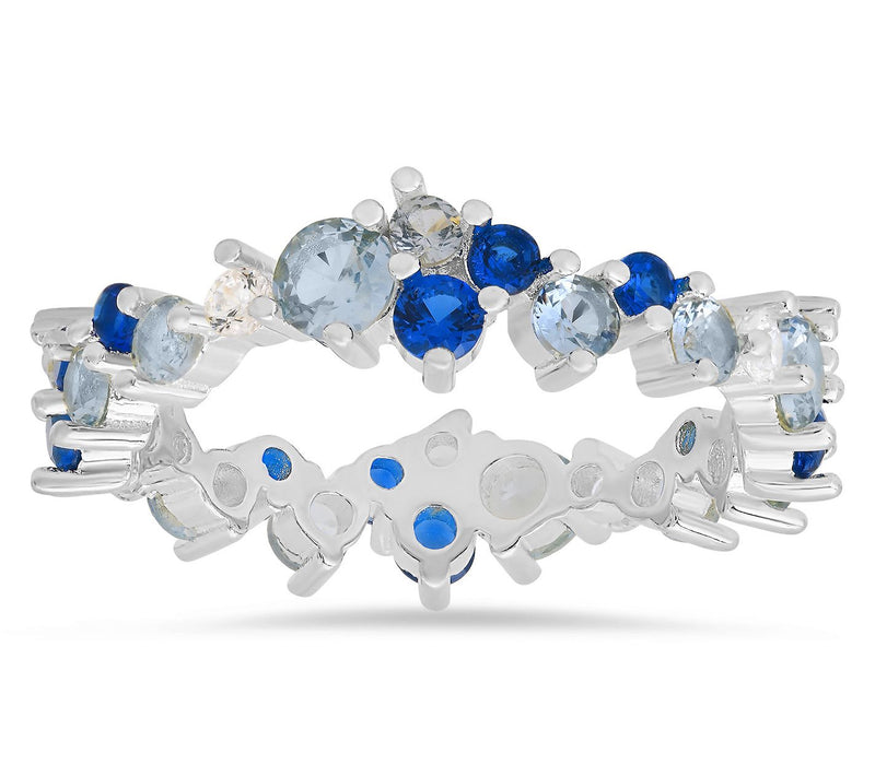 Diamonique Abstract Blue Ombre Eternity Ring, Sterling Silver — View 5