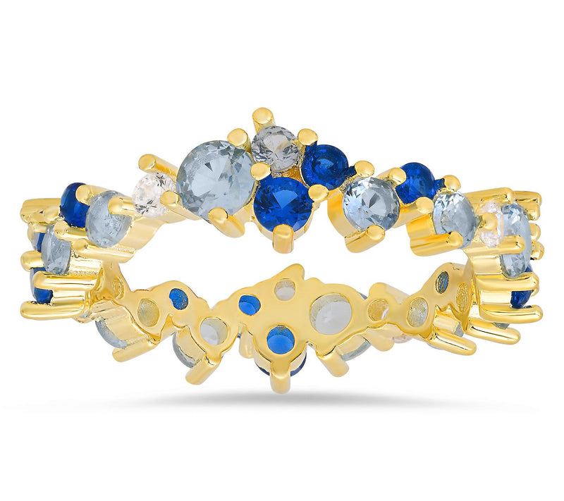 Diamonique Abstract Blue Ombre Eternity Ring, Sterling Silver — View 6