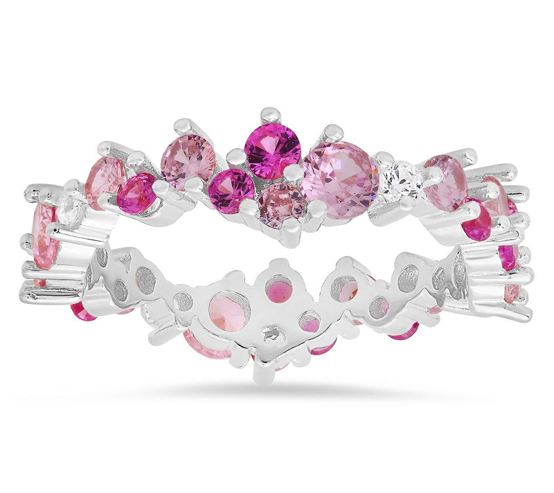 Diamonique Abstract Pink Ombre Eternity Ring, Sterling Silver — View 6