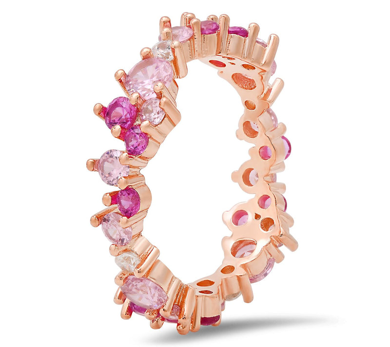 Diamonique Abstract Pink Ombre Eternity Ring, Sterling Silver — View 2