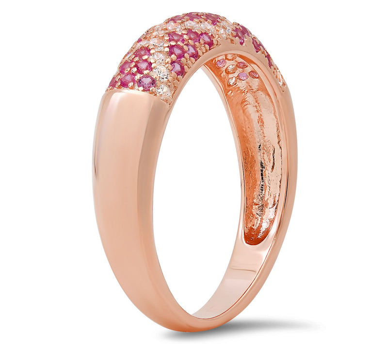 Diamonique Pave Pink Sapphire 'X' Ring, Sterling Silver — View 2