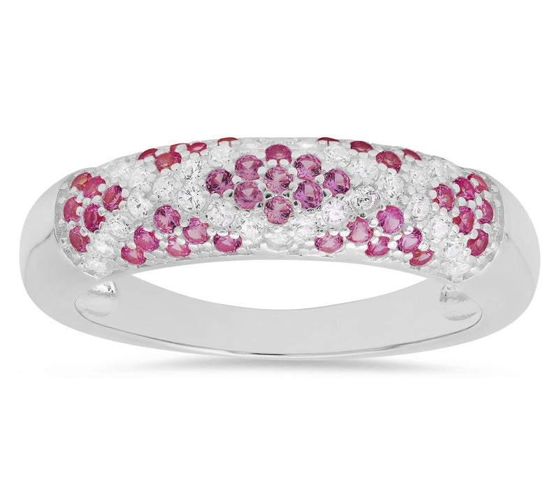Diamonique Pave Pink Sapphire 'X' Ring, Sterling Silver — View 6