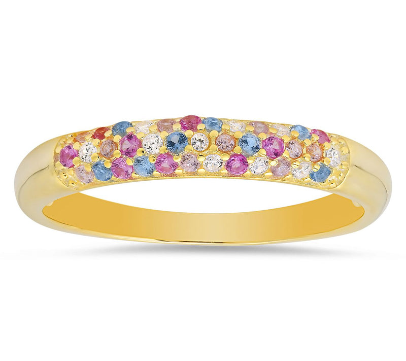 Diamonique Petite Pastel Multi-Color Pave BandRing, Sterling — View 6