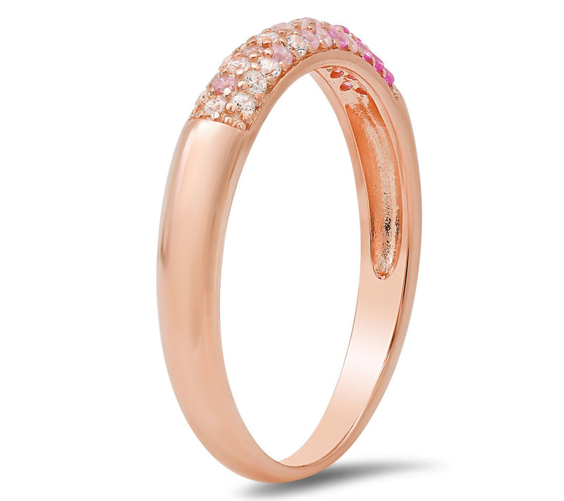Diamonique Petite Pink Ombre Pave Band Ring, Sterling Silver — View 2