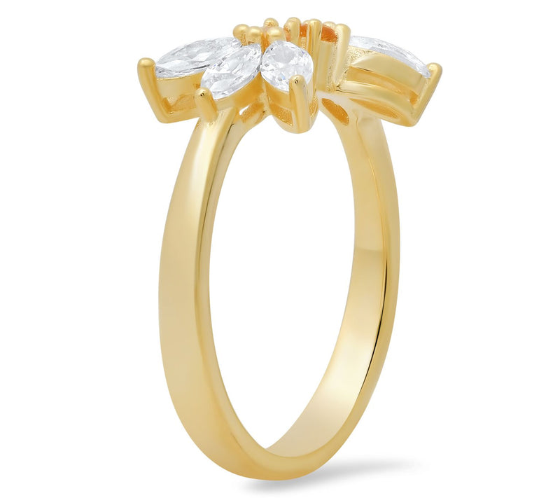 Diamonique Goldtone Bumble Bee Bypass Ring, Sterling Silver — View 2