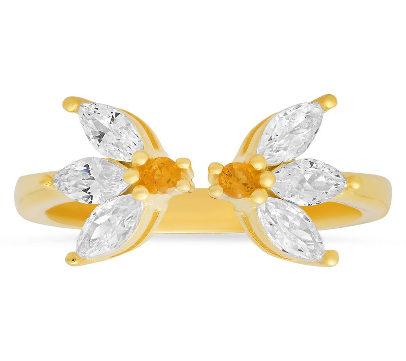 Diamonique Goldtone Bumble Bee Bypass Ring, Sterling Silver — View 4