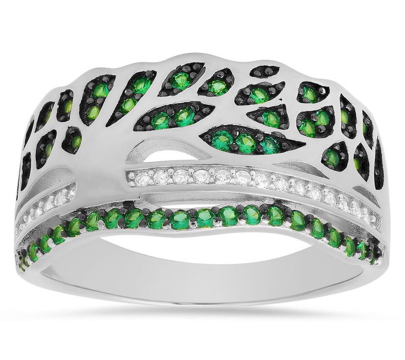 Diamonique Tree of Life Statement Ring, Sterling Silver — Main view