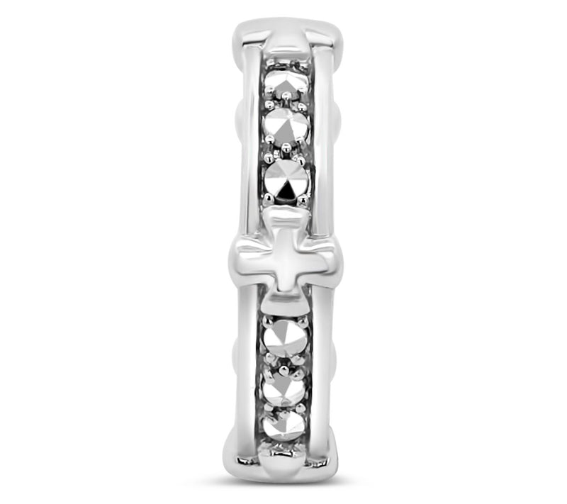Dallas Prince Silver Chrome Marcasite Unity Cross Ring — View 3