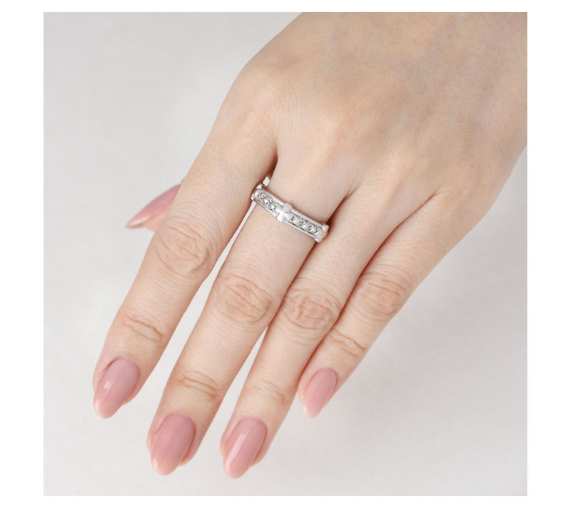 Dallas Prince Silver Chrome Marcasite Unity Cross Ring — View 4