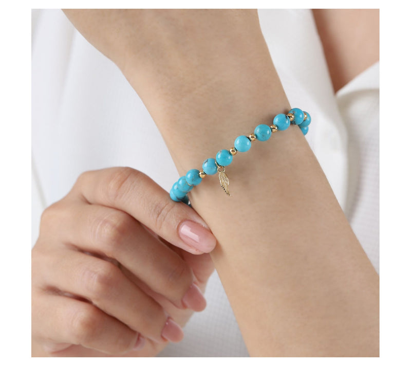 Elyse Ryan 14K Gold Clad Turquoise Wing Charm Bracelet — View 4