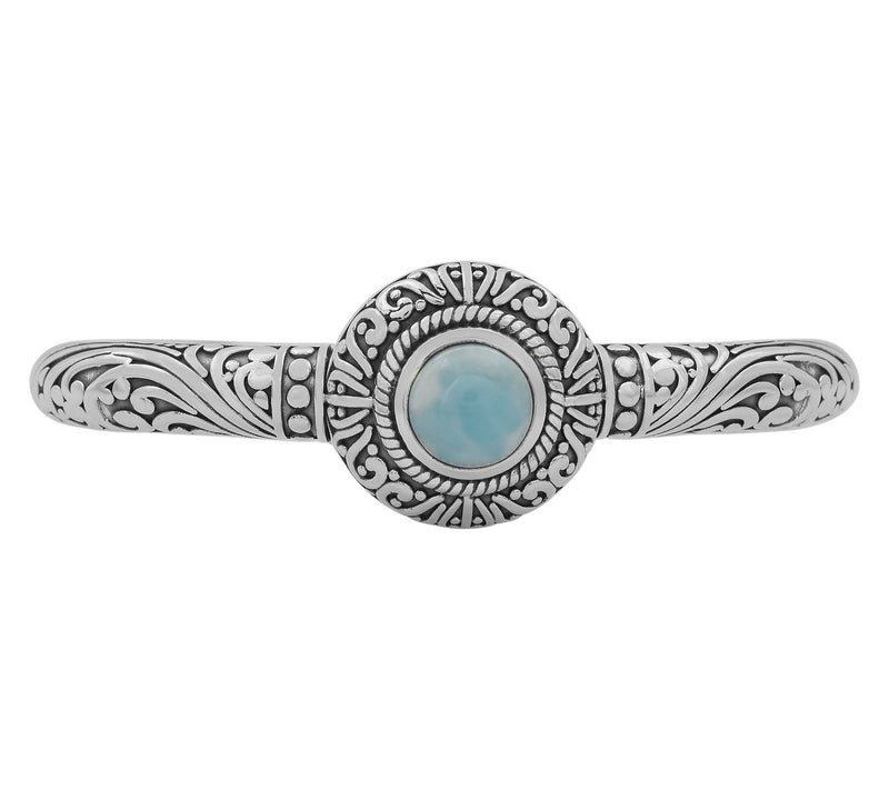 Artisan Crafted Sterling Silver Oxidized Larimar Cuff — View 3