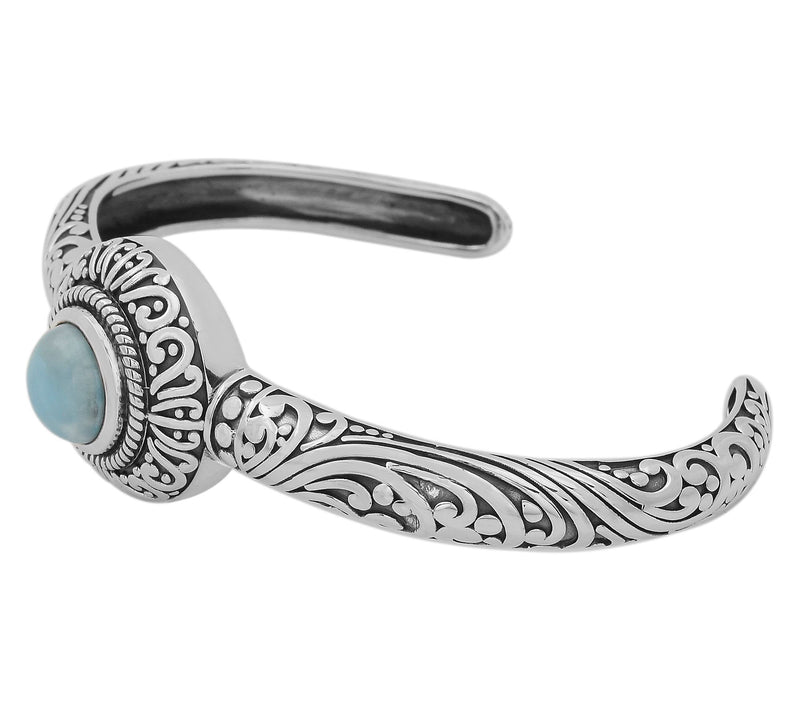 Artisan Crafted Sterling Silver Oxidized Larimar Cuff — View 2