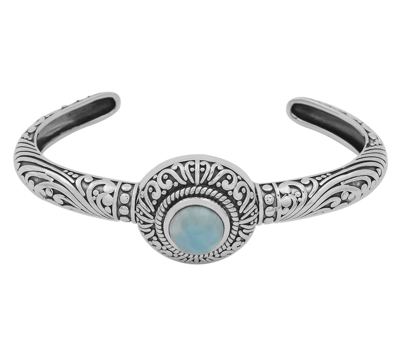 Artisan Crafted Sterling Silver Oxidized Larimar Cuff — View 5