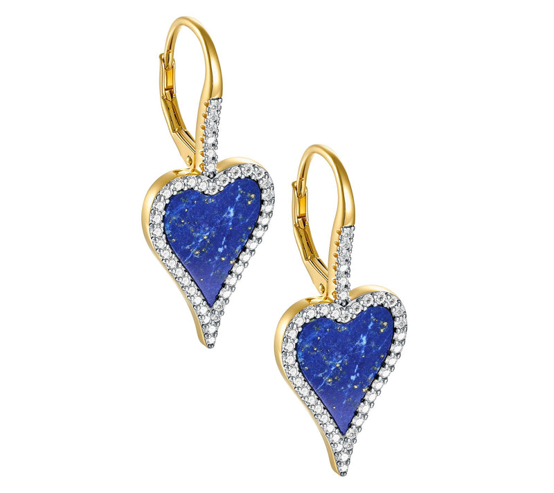 JEN by Jennifer Miller Lapis or Pearl Heart Earrings, Sterling — View 2