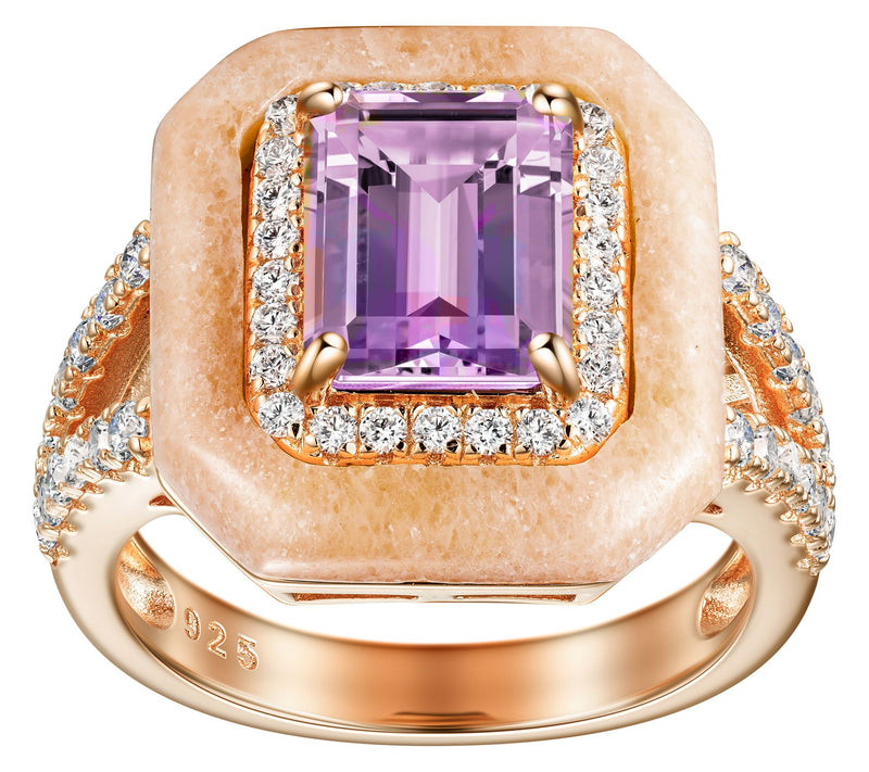 JEN by Jennifer Miller Multi-Gemstone Halo Ring, 14K Plated — Main view