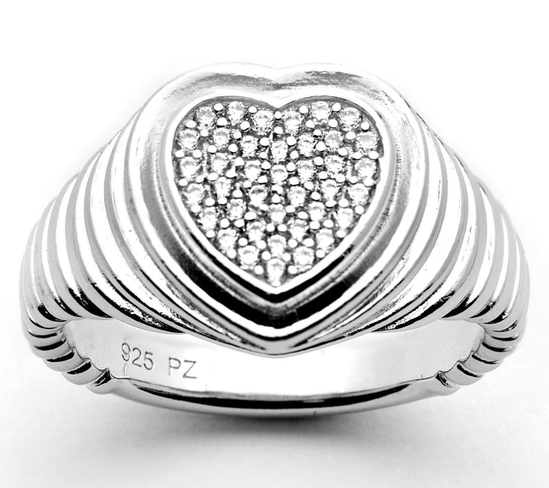 Diamonique Ripple Gemstone Heart Ring, SterlingSilver — View 6