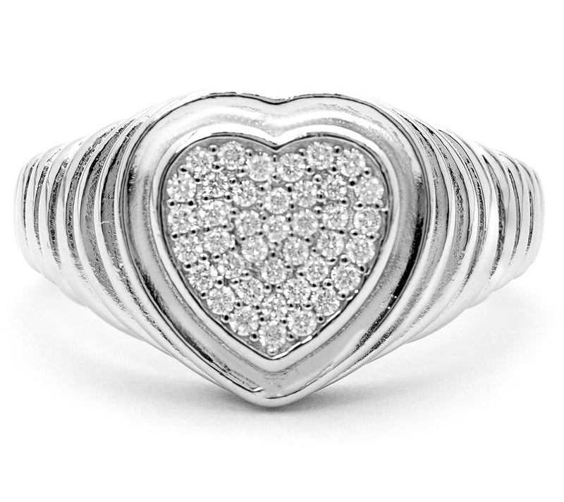 Diamonique Ripple Gemstone Heart Ring, SterlingSilver — View 2
