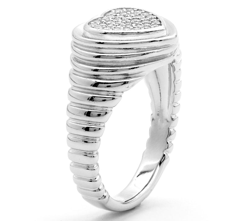 Diamonique Ripple Gemstone Heart Ring, SterlingSilver — View 3