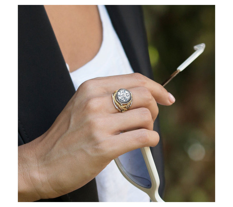 Diamonique Two-Tone Vine Design Ring, SterlingSilver — View 3