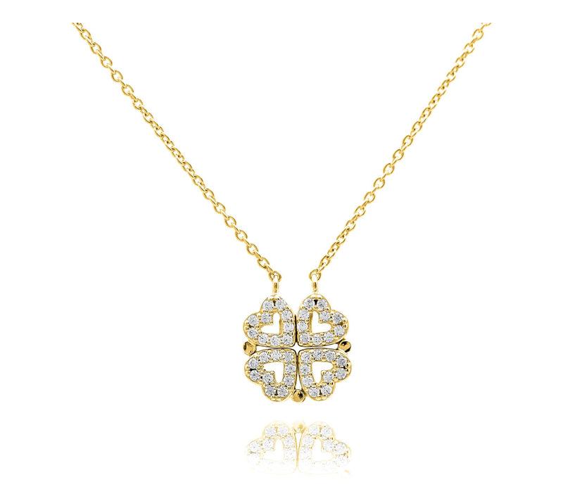 Diamonique Heart Clover Necklace, Sterling Silver — View 11