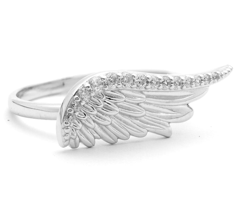 Diamonique Angel Wing Design Ring, Sterling Silver — View 7
