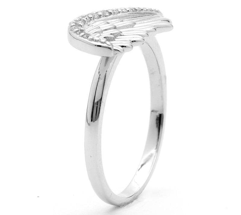 Diamonique Angel Wing Design Ring, Sterling Silver — View 2