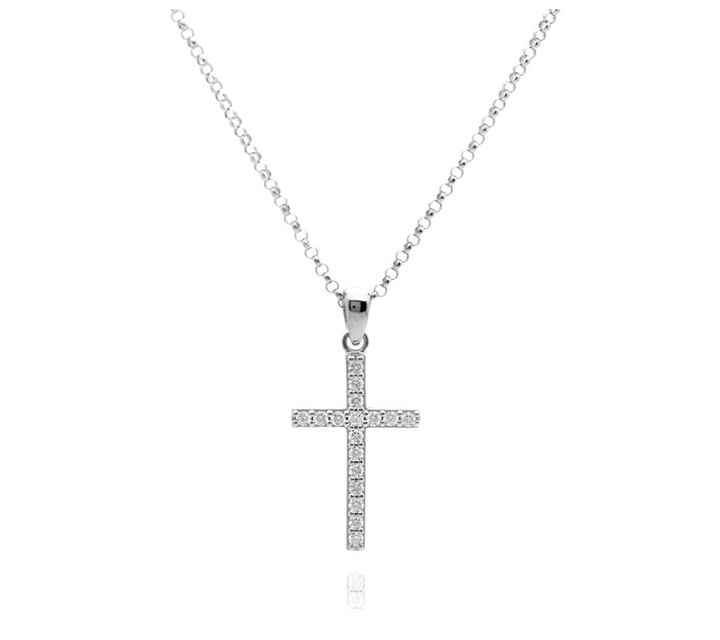 Diamonique 0.45 cttw Cross Pendant w/ Chain, Sterling Silver — Main view