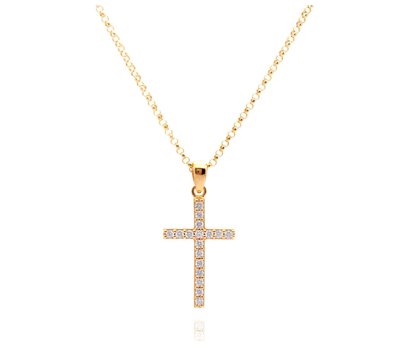 Diamonique 0.45 cttw Cross Pendant w/ Chain, Sterling Silver — View 3